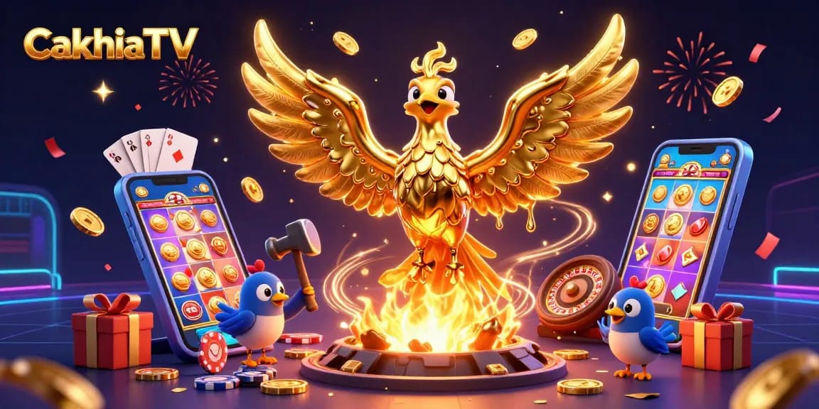 CakhiaTV offers an exciting blend of thrilling gambling elements, highlighted by a molten golden phoenix and vibrant casino games.