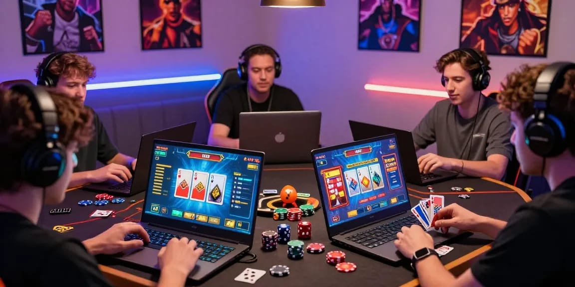 Players enjoying a live virtual card game on Rikvip platform, vibrant gaming atmosphere.