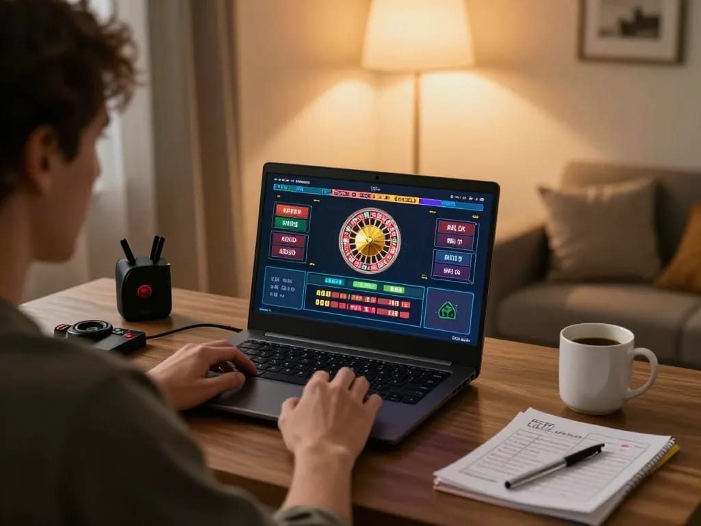Player enjoying live dealer games on phpvip while managing bets from a cozy home setup