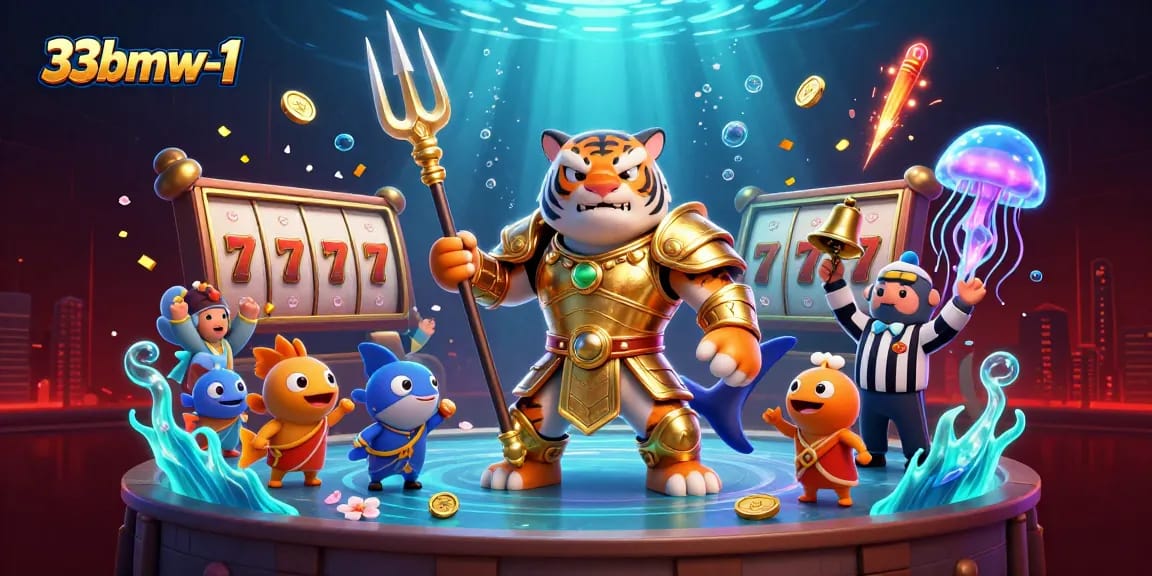 33bmw-1 showcases a vibrant gaming scene in a colosseum with a tiger shark, offering thrilling slot experiences.