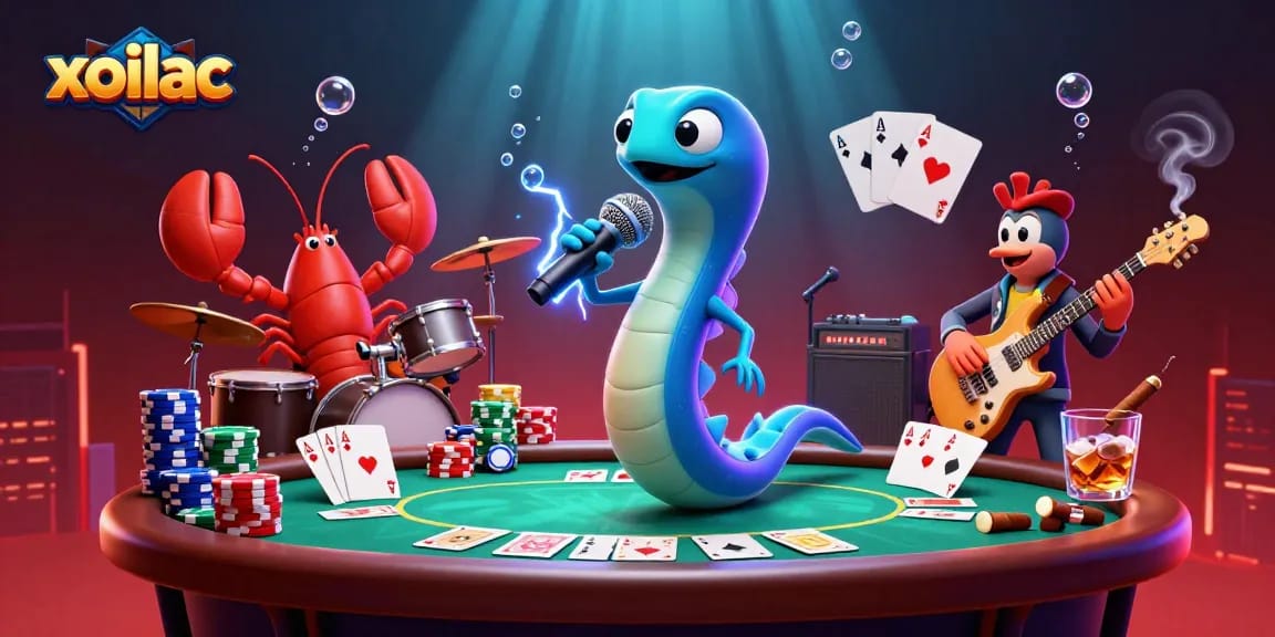 Animate your poker strategy with xoilac at this lively underwater casino scene featuring unique characters.