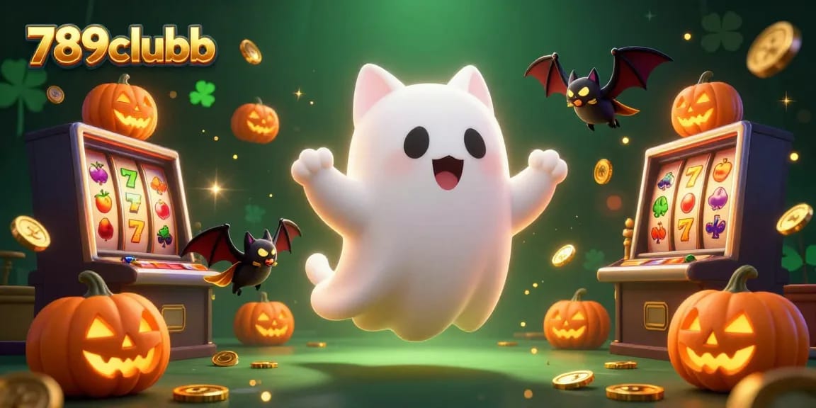 Experience the thrill of 789clubb with a whimsical casino adventure featuring a ghost cat.