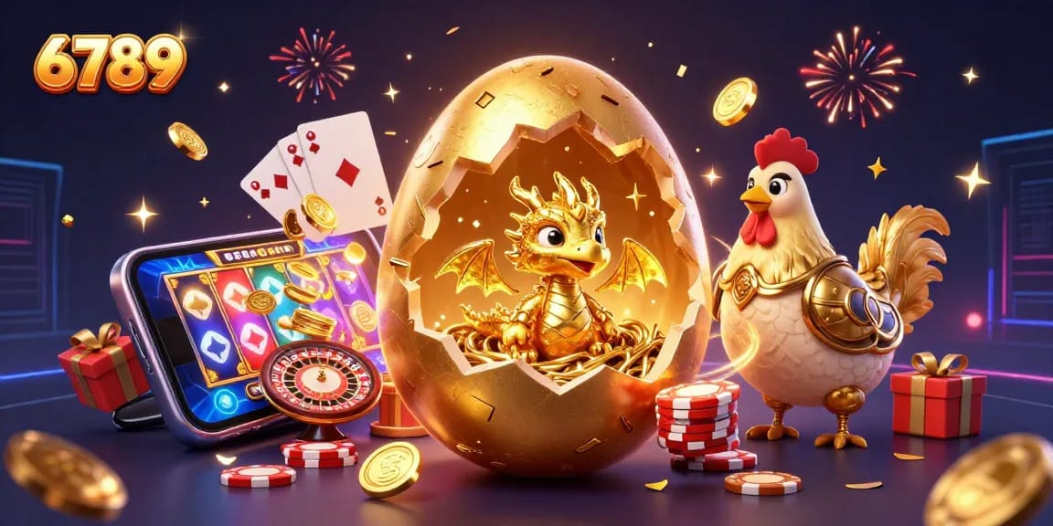 Experience the excitement of 6789 with a golden dragon delivering jackpots and vibrant gameplay elements.
