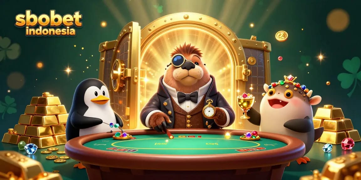 Experience sbobet indonesia at a vibrant underwater poker table with cartoon characters and dazzling treasures.