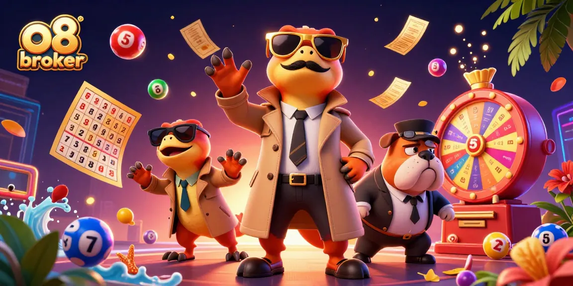 Engage with exciting games at o8 broker, where lottery balls bounce in a vibrant casino scene.