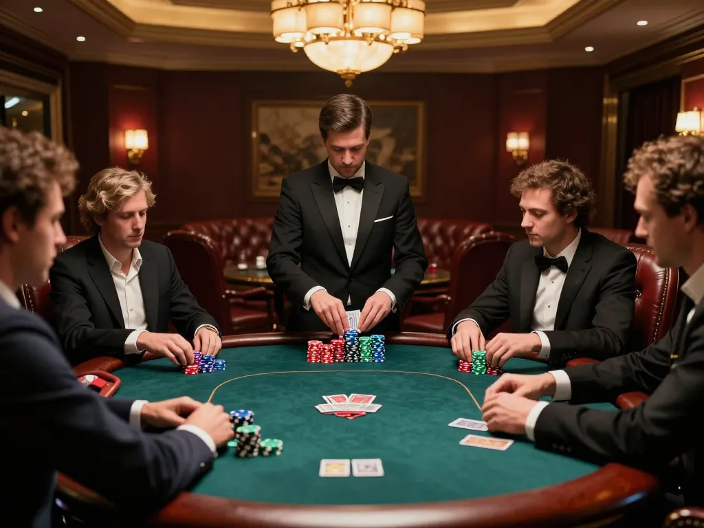 Nhat VIP elite poker game in a luxurious setting with engaged players and vibrant chips