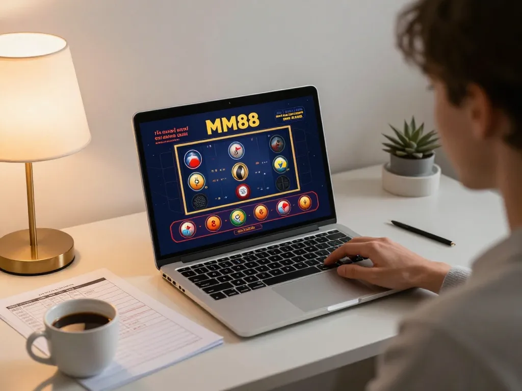 Engaging in online gaming on MM88's platform with detailed slot interface shown