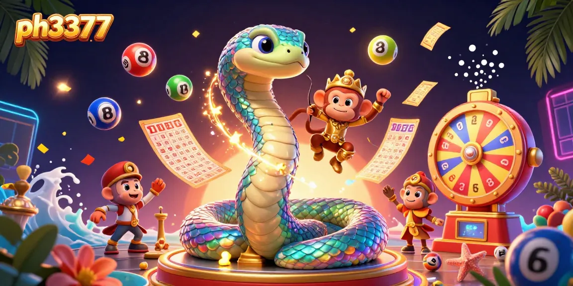 Experience thrilling lottery excitement with ph3377 as a vibrant 3D scene bursts with bouncing lottery balls and golden tickets.