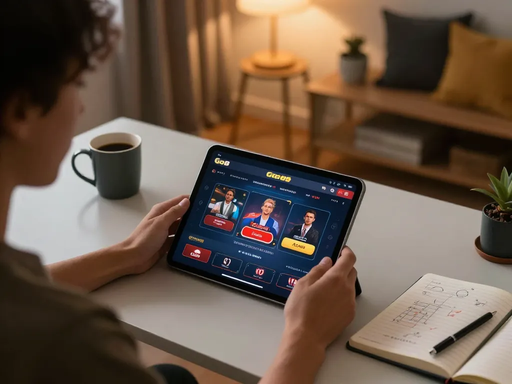 Engaging gameplay at Go8 online casino app with detailed strategy notes and cozy atmosphere