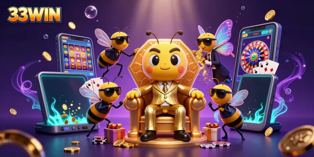Experience the thrill of casino gaming with 33WIN, featuring vibrant slot games and immersive characters.