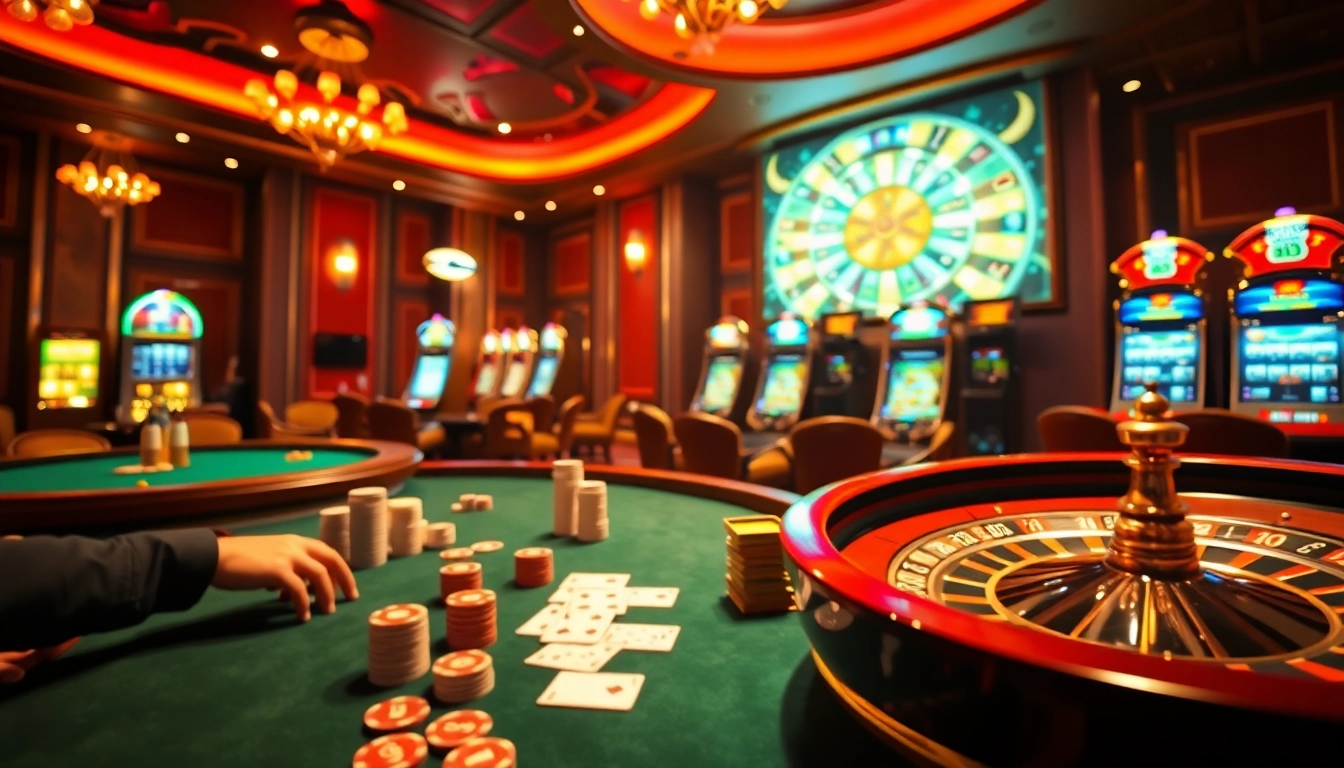 Experience the thrill of 68 game bài with players enjoying a high-stakes poker game in a luxurious casino setting.
