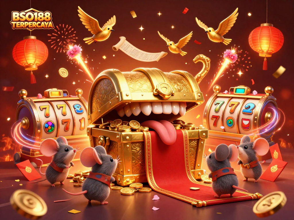 Experience thrilling wins with BSO188 TERPERCAYA's golden treasures and vibrant casino elements!