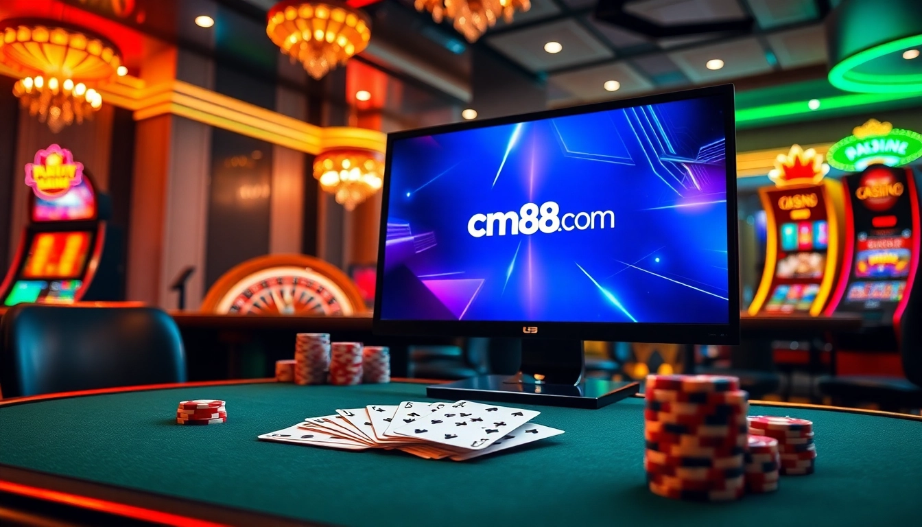 Engaging gamblers with excitement on cm88.com, showcasing online casino elements and immersive visuals.