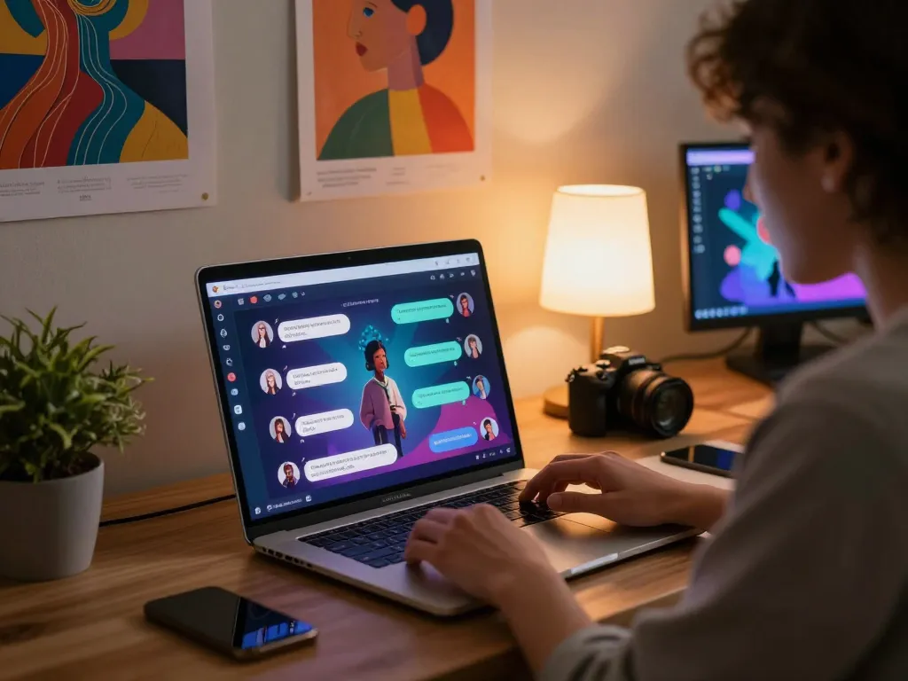 Engaging with ai nsfw chat on a modern laptop in an inviting digital workspace.