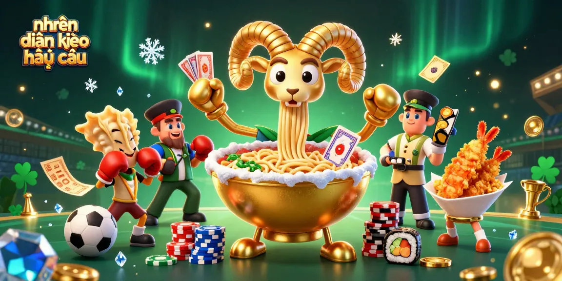 Engaging illustration of nhận định kèo nhà cái showcasing a vibrant sports betting atmosphere with animated characters.