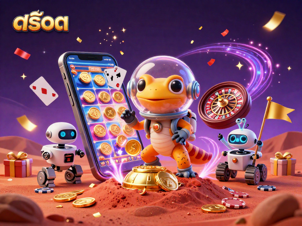 Spin and win with สล็อต in a vibrant alien casino scene filled with exciting game elements