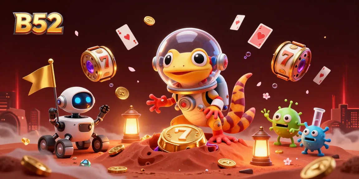B52 casino excitement thrives as Martian gecko reports golden jackpot amidst vibrant Martian elements.