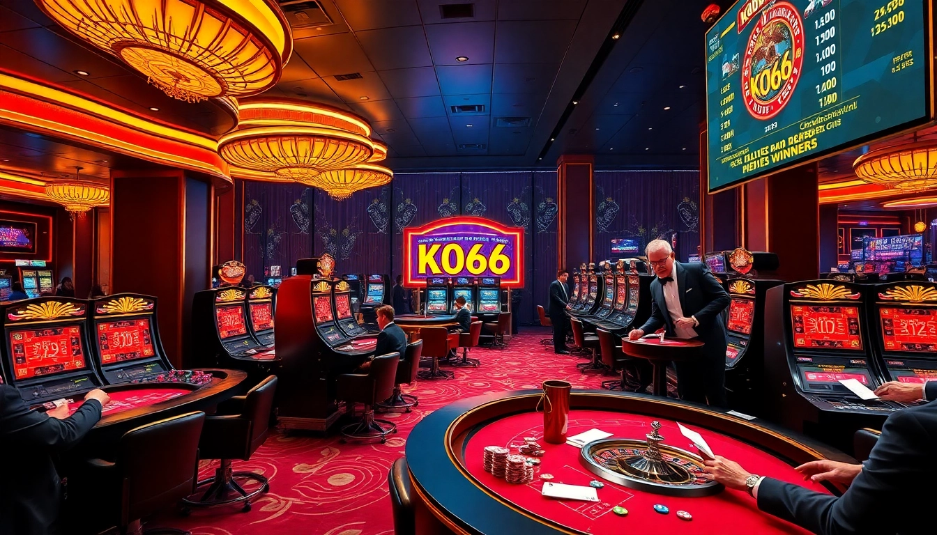 Trải nghiệm sự phấn khích tại casino KO66 với người chơi thưởng thức máy slot và trò chơi bàn.