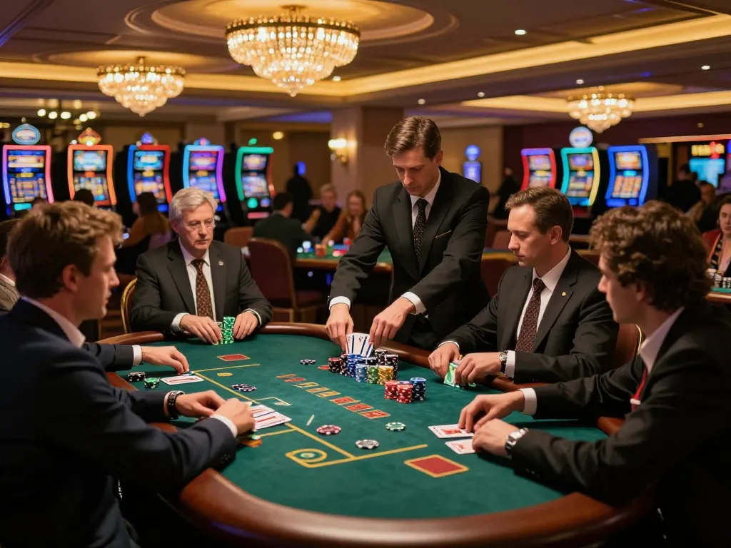 Experience high-stakes gameplay at casino mb66 blackjack table featuring intense players and vibrant atmosphere