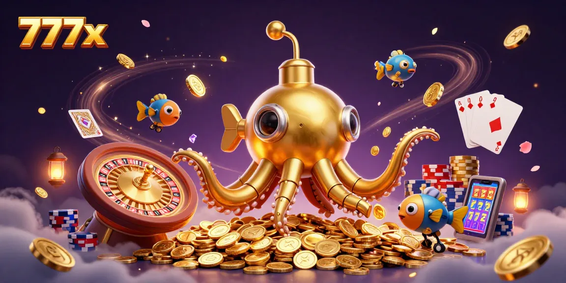 Play thrilling games at 777x, featuring vibrant 3D scenes of gold coins and casino excitement.