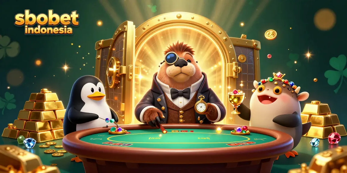 Experience sbobet indonesia at a vibrant underwater poker table with cartoon characters and dazzling treasures.