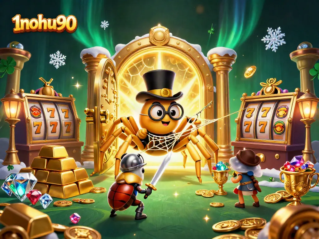 Experience thrilling jackpots at 1nohu90 with our vibrant casino illustration and dynamic gaming elements.