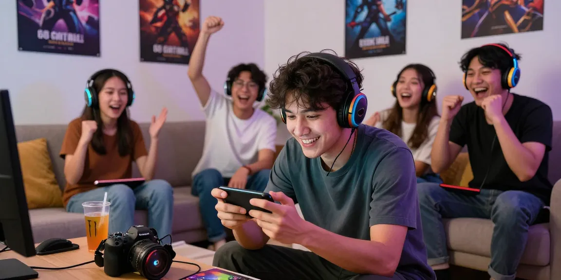 68 game bài dalam suasana bermain game online ceria bersama teman-teman di ruang tamu yang nyaman.