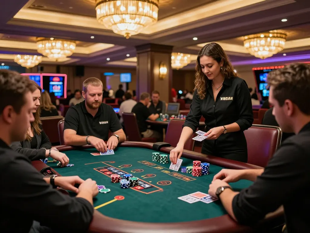 Engaged players experiencing strategic gameplay at Winbox Casino's luxurious blackjack table