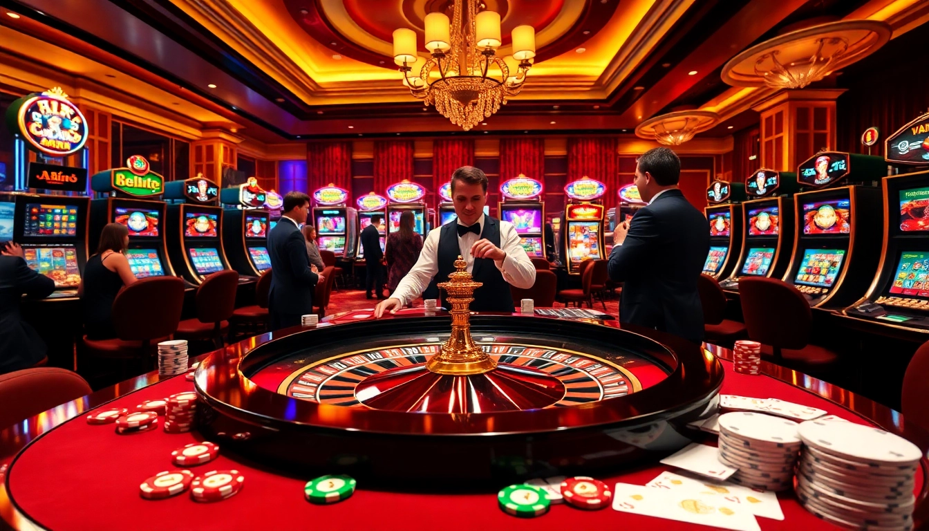 Experience thrilling roulette at https://zbet.nyc/ with vibrant chips and elegant players in a luxurious casino setting.