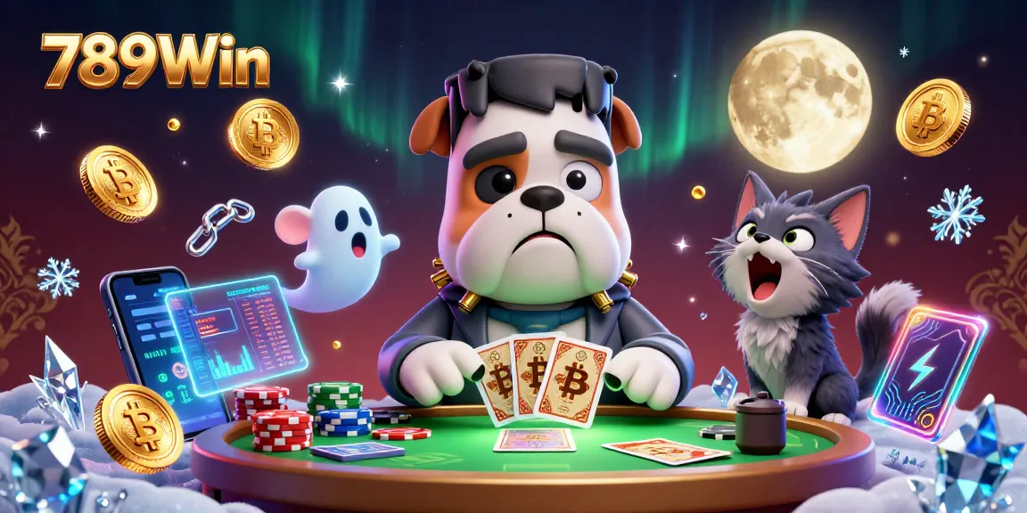 Experience thrilling gameplay at 789Win with a vibrant casino scene featuring iconic characters and crypto elements.