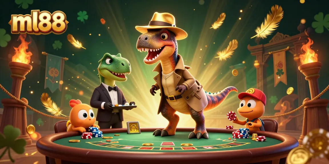 Experience thrilling blackjack action with ml88 featuring a quirky velociraptor and a stegosaurus pit boss.