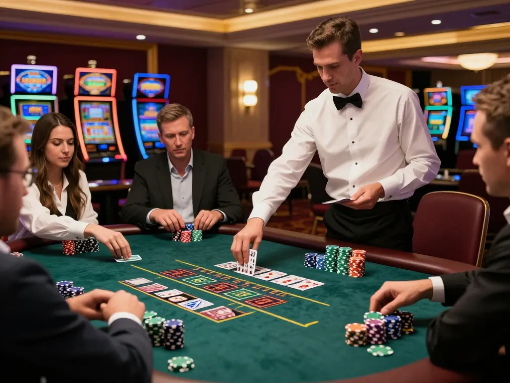 Players strategizing at a GA88 blackjack table in a luxury casino atmosphere