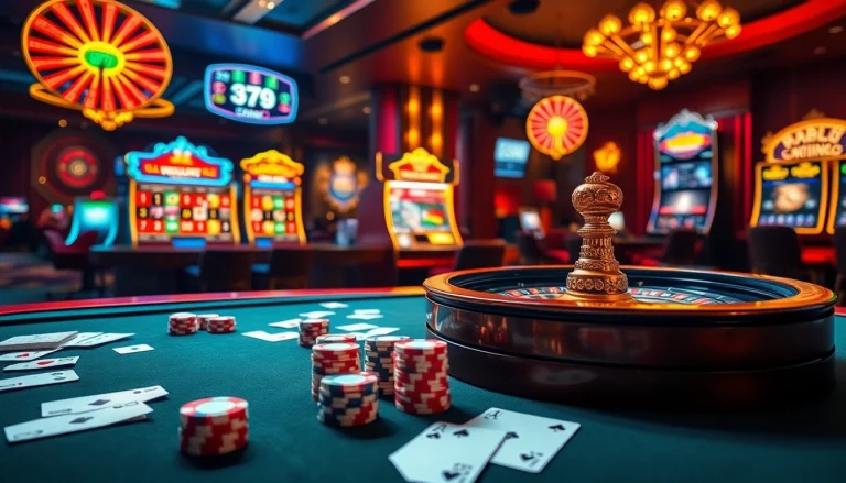 Experience thrilling gameplay at uu88 with vibrant casino elements including roulette, slots, and poker chips.