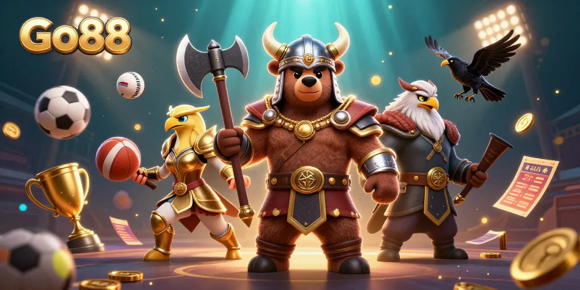 Experience thrilling gameplay with Go88 as a Viking berserker bear and Valkyrie eagle unite in epic action.