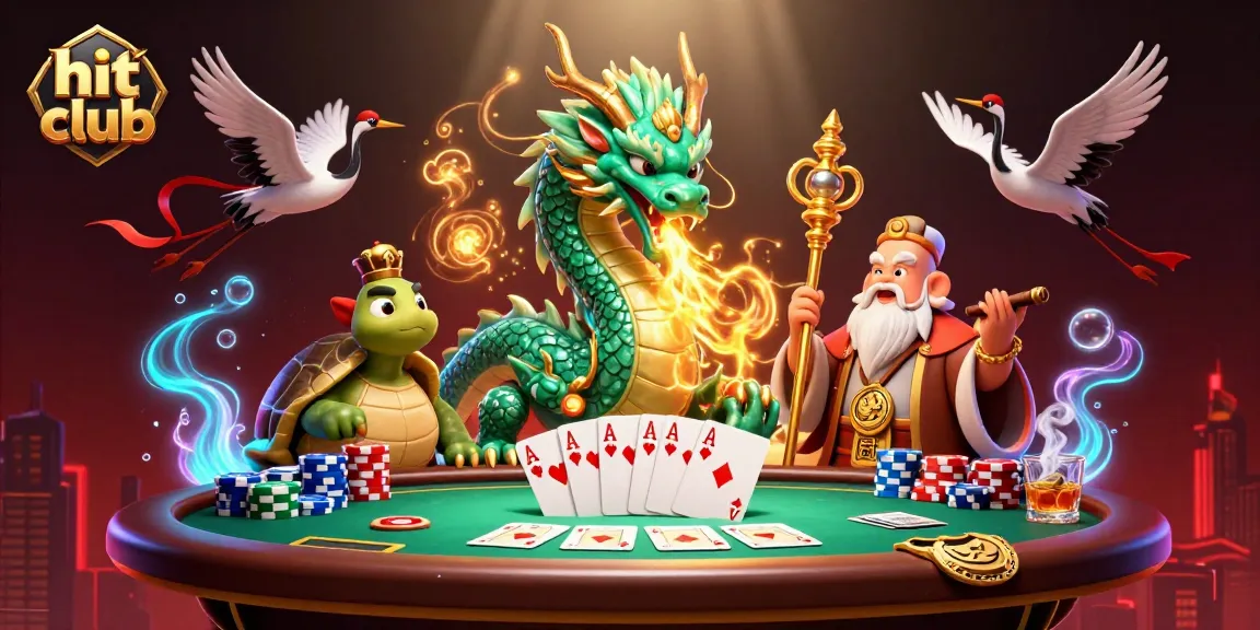 Experience the excitement at hit club with an epic scene featuring a dragon and lucky cranes in a vibrant casino.
