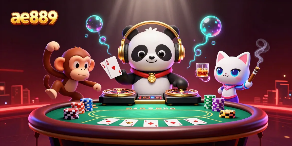 Experience exhilarating fun at ae889 with a vibrant casino atmosphere including poker and dynamic characters.
